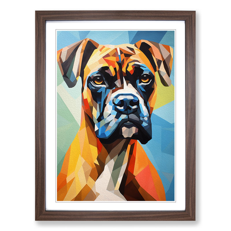Boxer Dog Cubism - Framed Print, Walnut, 34cm H x 25cm W x 2cm D