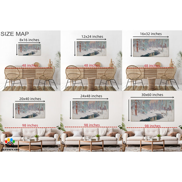 Millwood Pines Christmas Winter Scene Canvas Wall Art, Snowy Forest ...