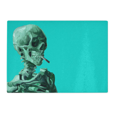 Blue Skull of a Skeleton with Cigarette by Vincent Van Gogh Chopping Board