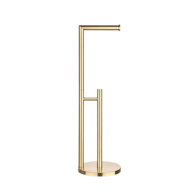 Freestanding Toilet Roll Holders Stainless Steel Holds 5 Paper Roll with Storage (Gold)