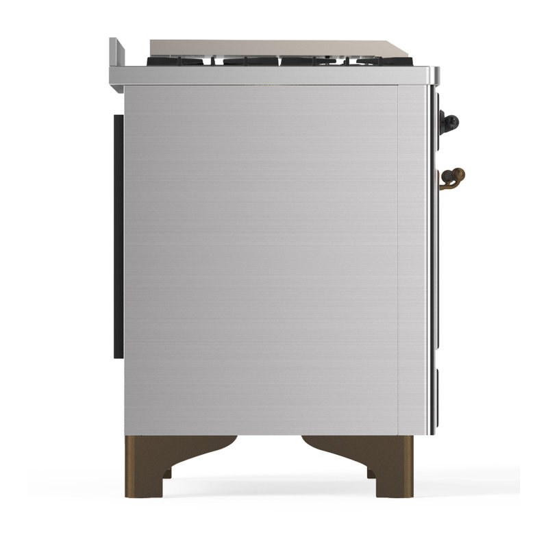 Majestic III Series 36 Inch Dual Fuel Range with 6 Sealed Burners, Griddle, in Glossy Black (Natural Gas, Brass Trim)
