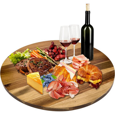 Dining Table Top,extra Large Wooden Serving Tray With Heavy Duty Rotating Wheel For Kitchen,dining Table