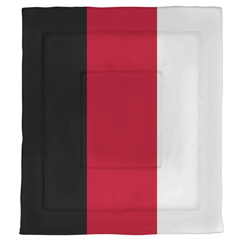 Édredon réversible en microfibre College Stripes South Carolina, Édredon simple, Blanc / grenat / noir