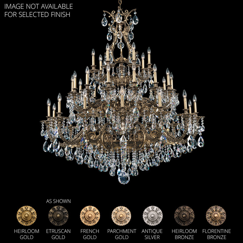 Sophia 35 Light 55in x 63in Chandelier in Parchment Gold with Clear Heritage Handcut Crystals, French Gold