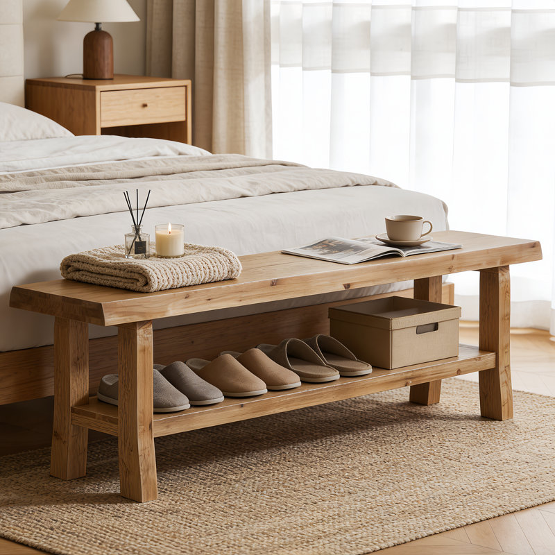 Solid Wood Storage Bench