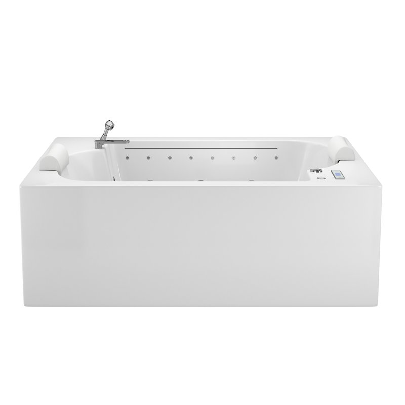 CASAINC Dual Person Acrylic Massage Bathtub With Thermostat Control & Waterfall Faucet & LED Light Control Panel