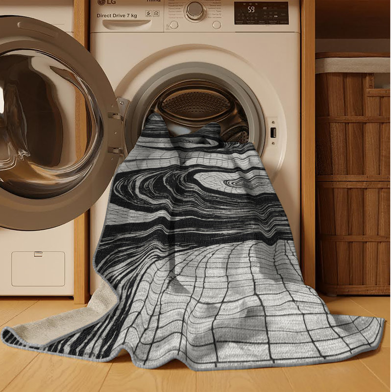 Tapis gris lavable à la machine, Carré 3 pi