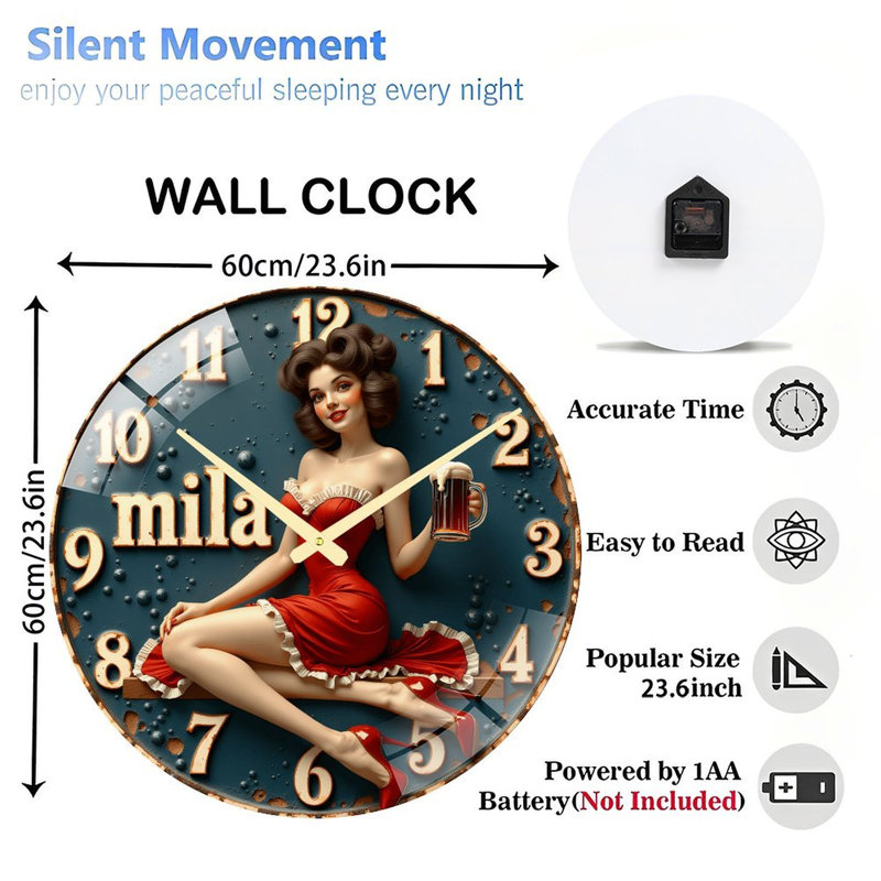 Horloge murale rétro en pin