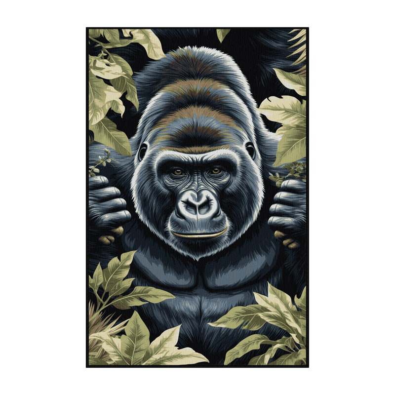 Washable Mountain Gorilla Wildlife Area Rug, Rectangle 7' x 10'