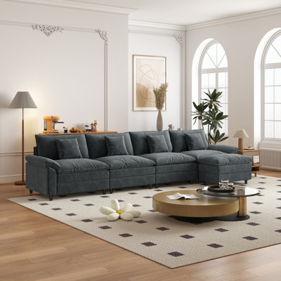 Canapé modulaire en chenille de 159,3 po en L