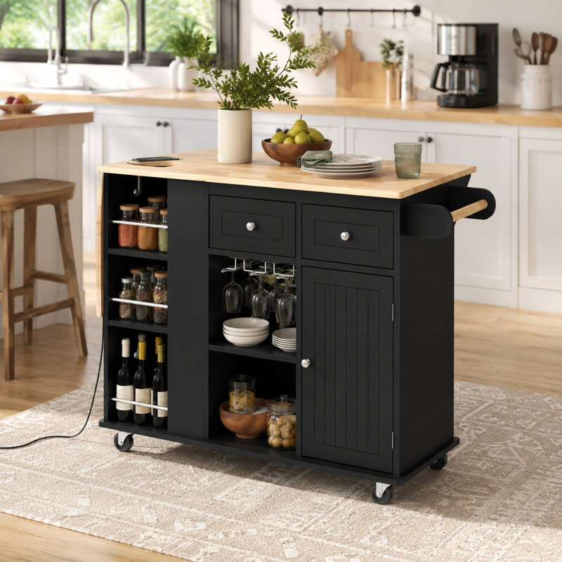Nateasha Solid Wood Top Kitchen Cart