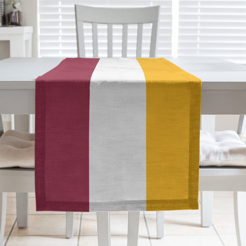 New Orleans Football Stripes Table Runner, 90" x 16", Polyester, Arizona Football Red/Dark Yellow/Off White