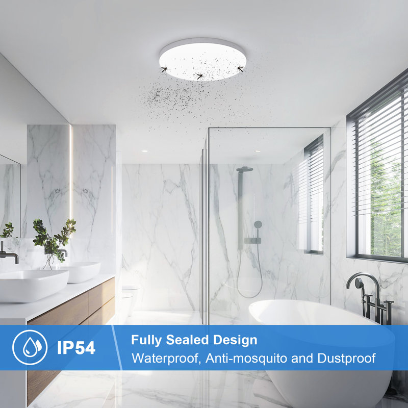 White Minimalist Waterproof Modern Round LED Flush Mount Ceiling Light