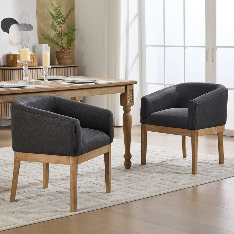 Chaise de salle à manger de style Mid-Century avec dossier incurvé et pieds en bois, Gris foncé