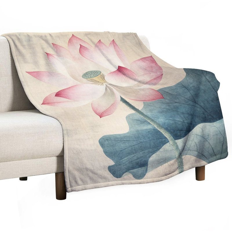 Jeté en flanelle de luxe Pinklotus Blossom, 60 x 80 po