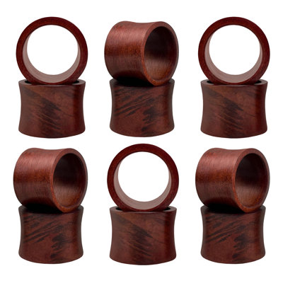 Wooden Napkin Rings Set Of 12 Handmade Napking Holders For Dining Tableware, Thanksgiving, Party, Table Décor (concave)