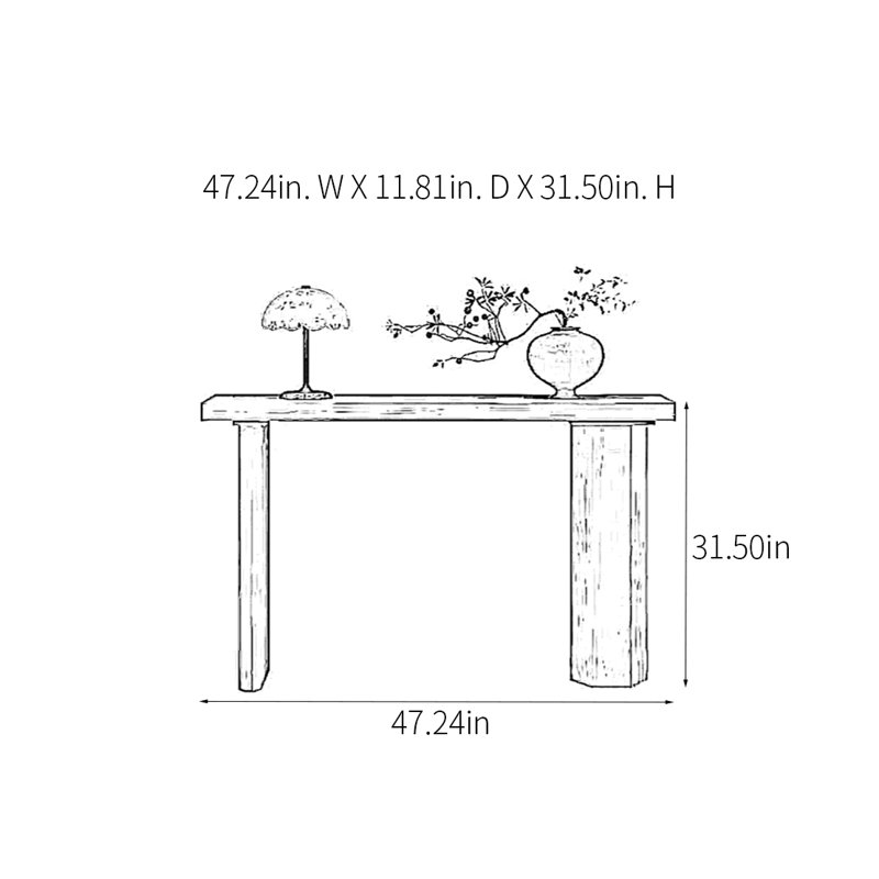 Console Modern Minimalist, H 31,5 po x l 47,24 po x P 11,81 po, Bois naturel