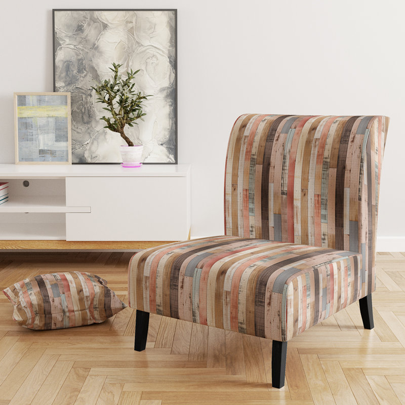 Farmhouse Planks - Motif rayé rose - Fauteuil de chambre rembourré moderne, fauteuil d'appoint à motif rayé