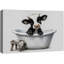 Mignonne petite vache dans une baignoire blanche, image de chambre de bébé, impression sur toile encadrée-131654845-131654842