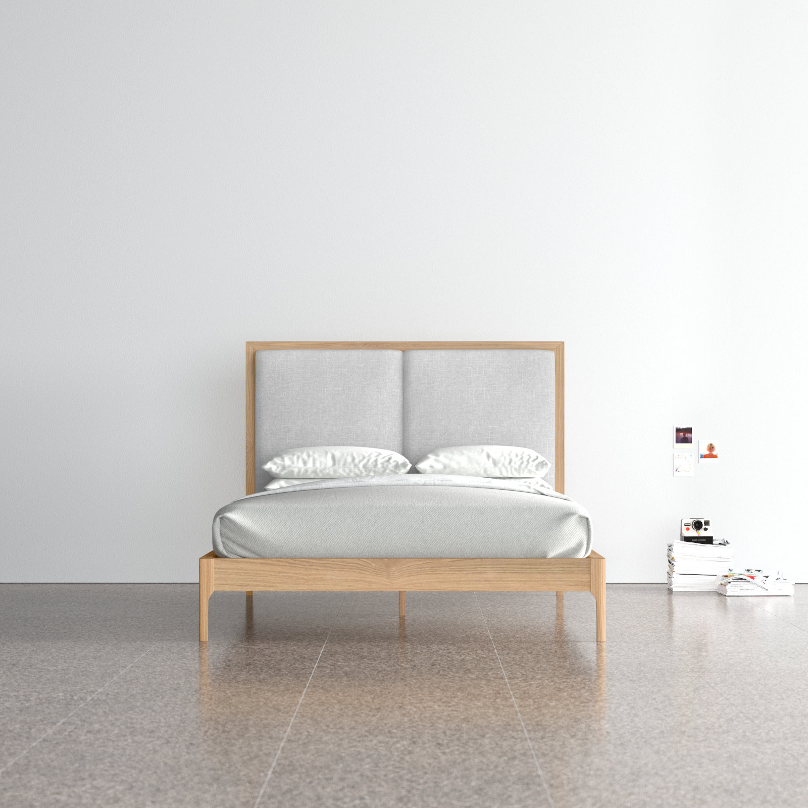 Chisa Upholstered Bed, Full/Double, White Wash