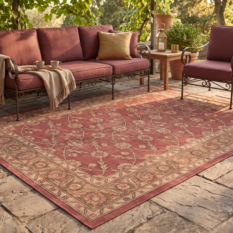 Tapis Winslow traditionnel à motif floral intégral bordeaux, cuivre, vert, crème et rose, lavable à la machine, antidérapant, à poils courts, pour l'intérieur et l'extérieur, adapté aux animaux domestiques, idéal pour le salon, la chambre, la salle à manger, l'entrée, le couloir ou le bureau.