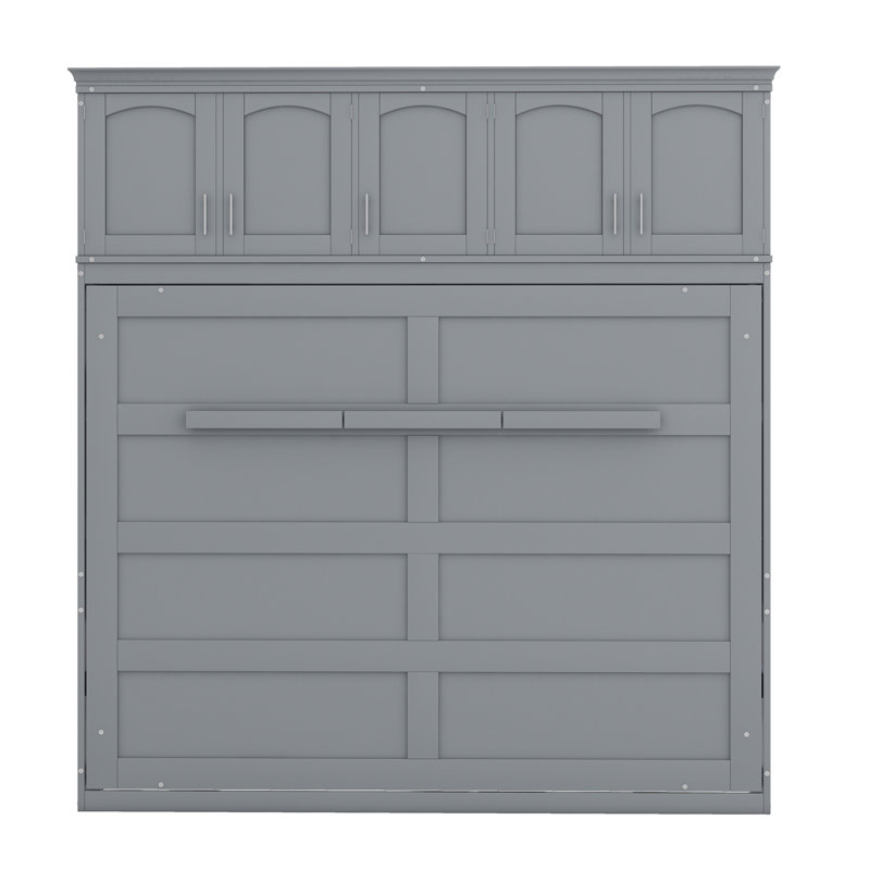 Lit escamotable mural avec armoires supérieures Murphy, Gris