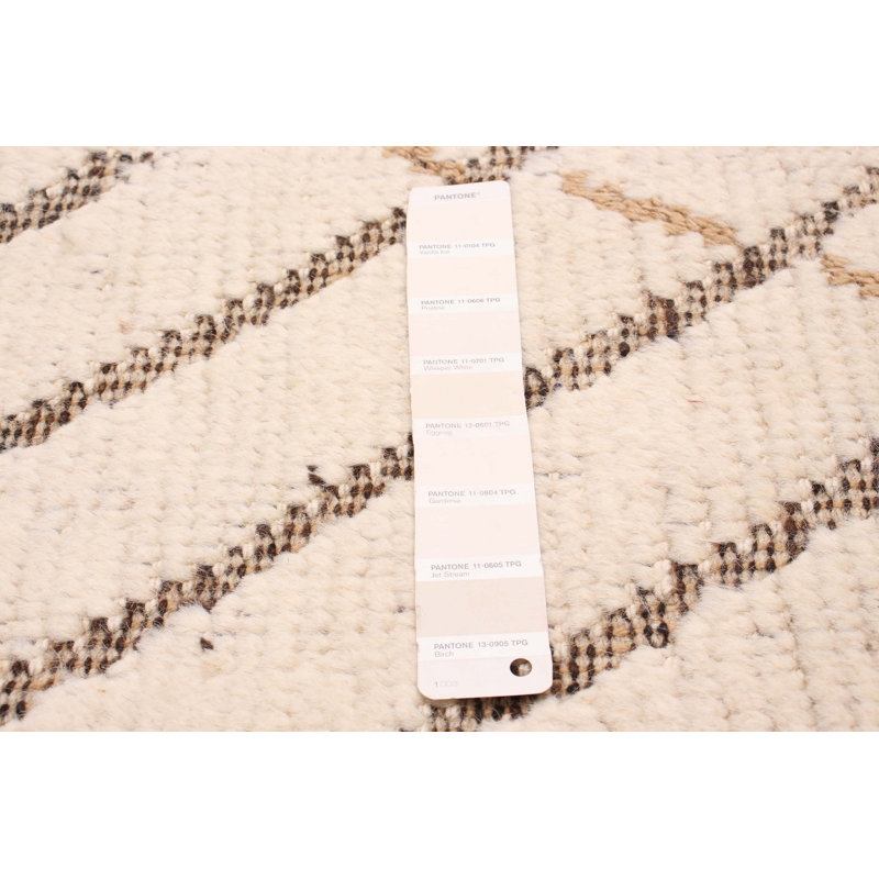 Tapis rectangulaire en laine noué à la main de conception unique nouvel âge 8 pi 1 po x 11 pi 1 po Perna