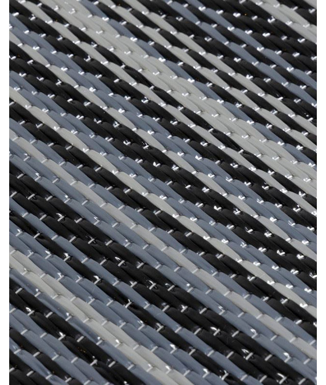Rainbow Collection Outdoor Rug Striped Design in Dark Grey