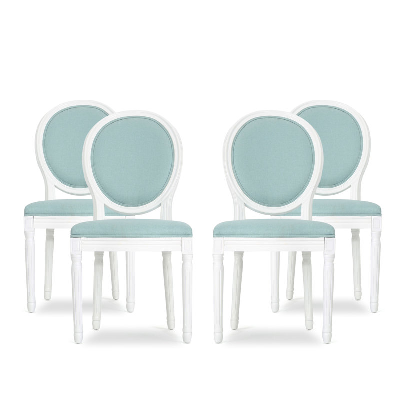 Chaises d'appoint rembourrées, Bleu clair, Blanc