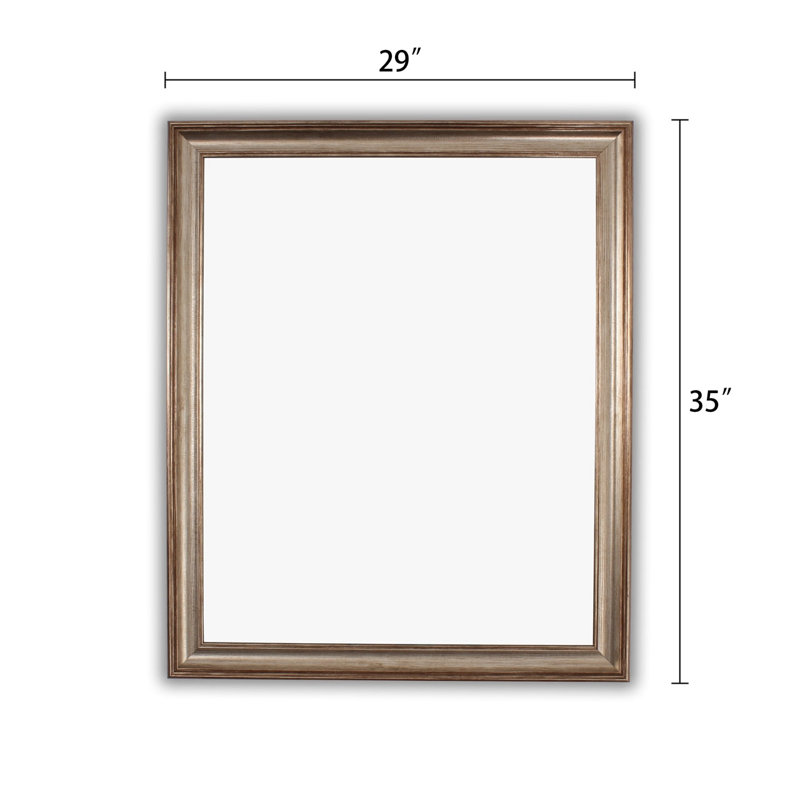  Reflection 33" H Textured Brass Rectangular Wall Mirror Elegant Framed Home Decor Accent