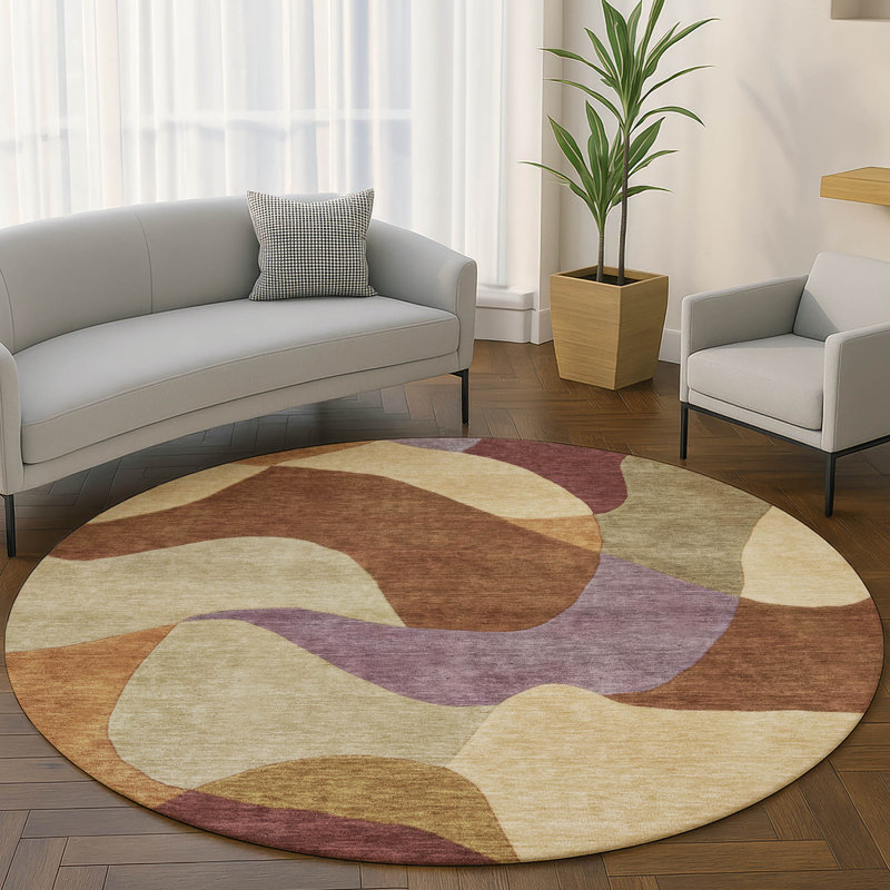 Premium Machine Washable Mayfield AMF2141 abstract Rug, Paprika, 8' Round