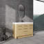 Meuble-lavabo autoportant 48 po avec lavabo en résine, 2 portes à fermeture douce et 6 tiroirs à fermeture douce, chêne original, contreplaqué