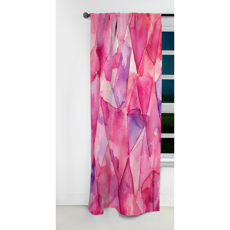 Panneau de rideau abstrait, motif occultant de motif de pierres précieuses roses - Fusion de pierres précieuses roses II