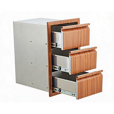 Armoire de rangement encastrée à triple couche en acier inoxydable pour barbecue et patio à trois niveaux, modèle L18, l 14,7 po x H 24,5 po x P 18,5 po
