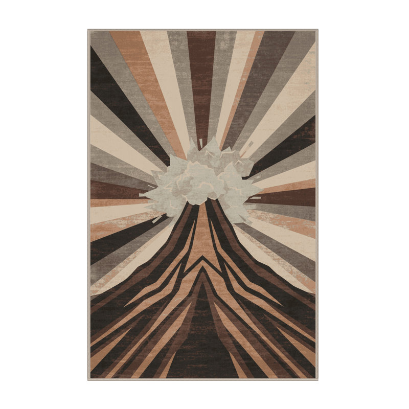 Soft Plush Benziger Eclectic Starburst Area Rug in Brown – Beige Binding, 3x5