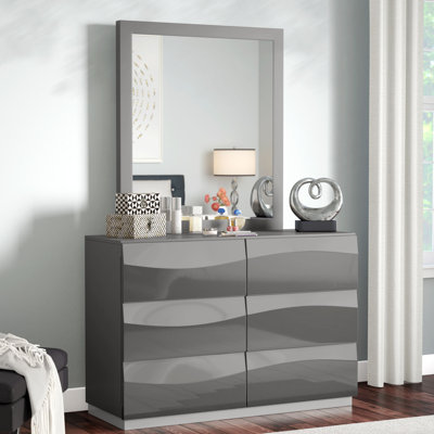Commode 6 tiroirs avec miroir Braylea
