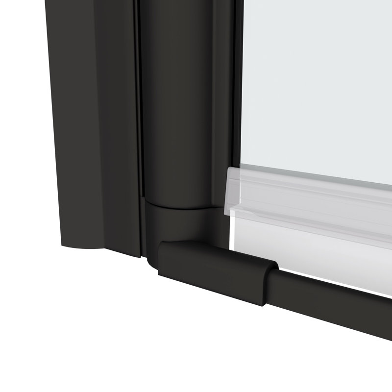 Universal Pivot Shower Door, Matte Black Finish. 1/4" Tempered Glass, 1 3/8" Adjustable, 36000 Times Measured, Leak Signal Door With Adjustment Feature - Matted Glass Wall Channel #304 Stainless
