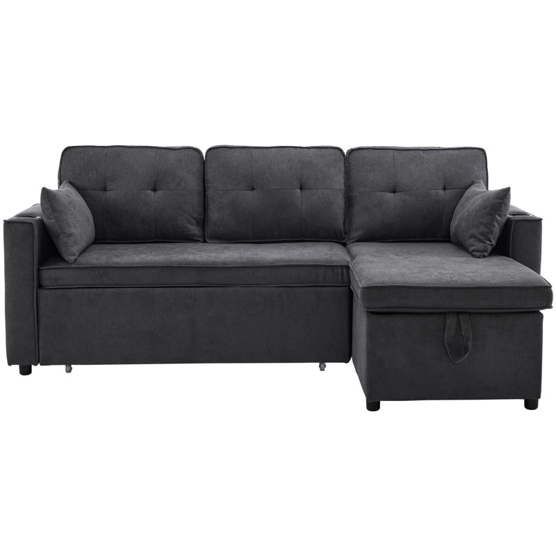 3 Seater Linen Sofa & Chaise, Gray
