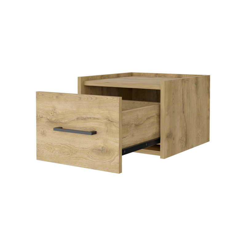 Table de chevet flottante Yorktown, conception peu encombrante avec tiroir et surface pratiques, chambre à coucher, Beige