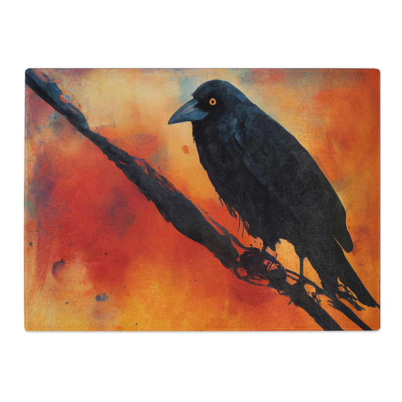 Engaging Crow Bird  Glass Chopping Board