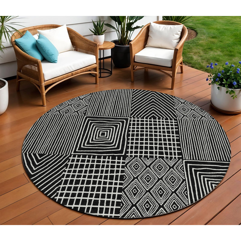 Tapis rond noir 8 po