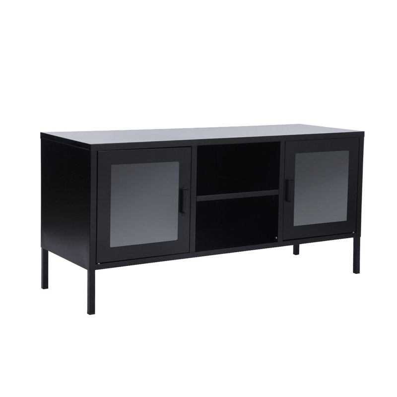 Henrikh 2 -Door 2 -Shelf Storage Cabinet, Black