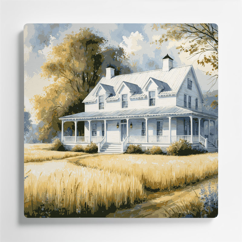 Art mural en métal blanc ferme Farmhouse, H 8 po x l 8 po