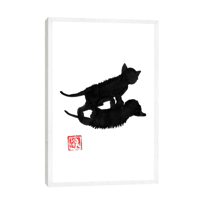 Cat Shadow by Péchane - Painting on Canvas, White Framed, 152.5 cm H x 101.5 cm W x 3.175 cm D