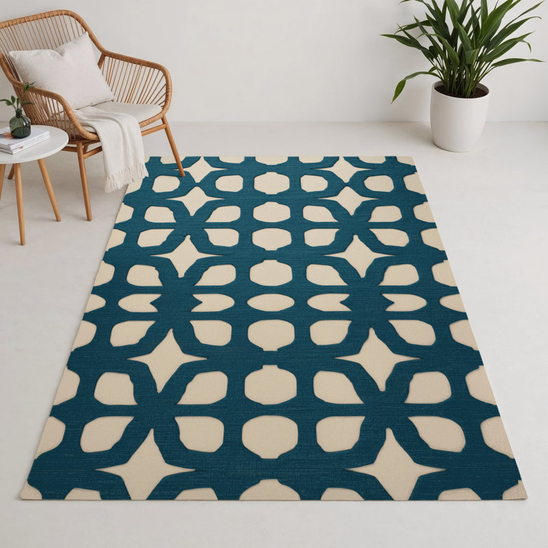 Trellis Beige Indoor and Outdoor Area Rug, Rectangle 3' x 5'