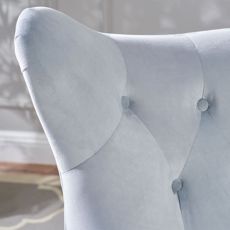 Fauteuil à oreilles rembourré, Gris clair / gris, Noir, H 39,72 po x l 28,47 po x P 34,26 po