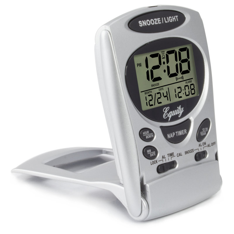 Digital Quartz Movement / Crystal Tabletop Clock with Alarm in Silver