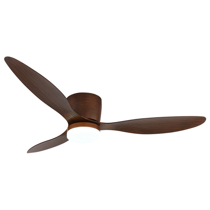 132cm Ceiling Fan with LED Lights, Natural Wood