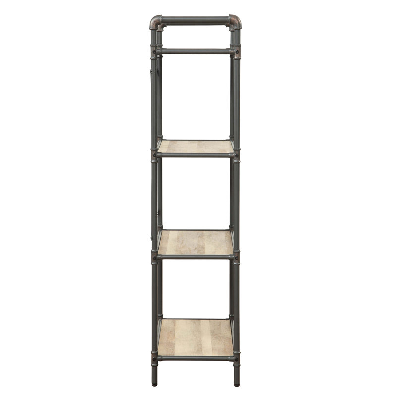 Bibliothèque à 4 tablettes au fini chêne antique et gris sable