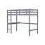 Lit mezzanine simple en bois d'hévéa gris avec bureau et garde-corps sécuritaire, créant une chambre pratique pour un bureau haut de gamme, fabriqué à partir de chambres de qualité